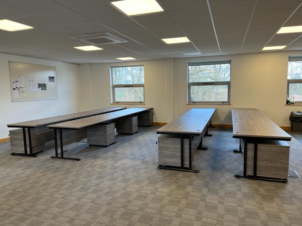 Grey Oak Desking with old furniture removed